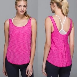 Lulu (8) Straight Up Singlet Raceeback Tank Heathered Pink/Grey
